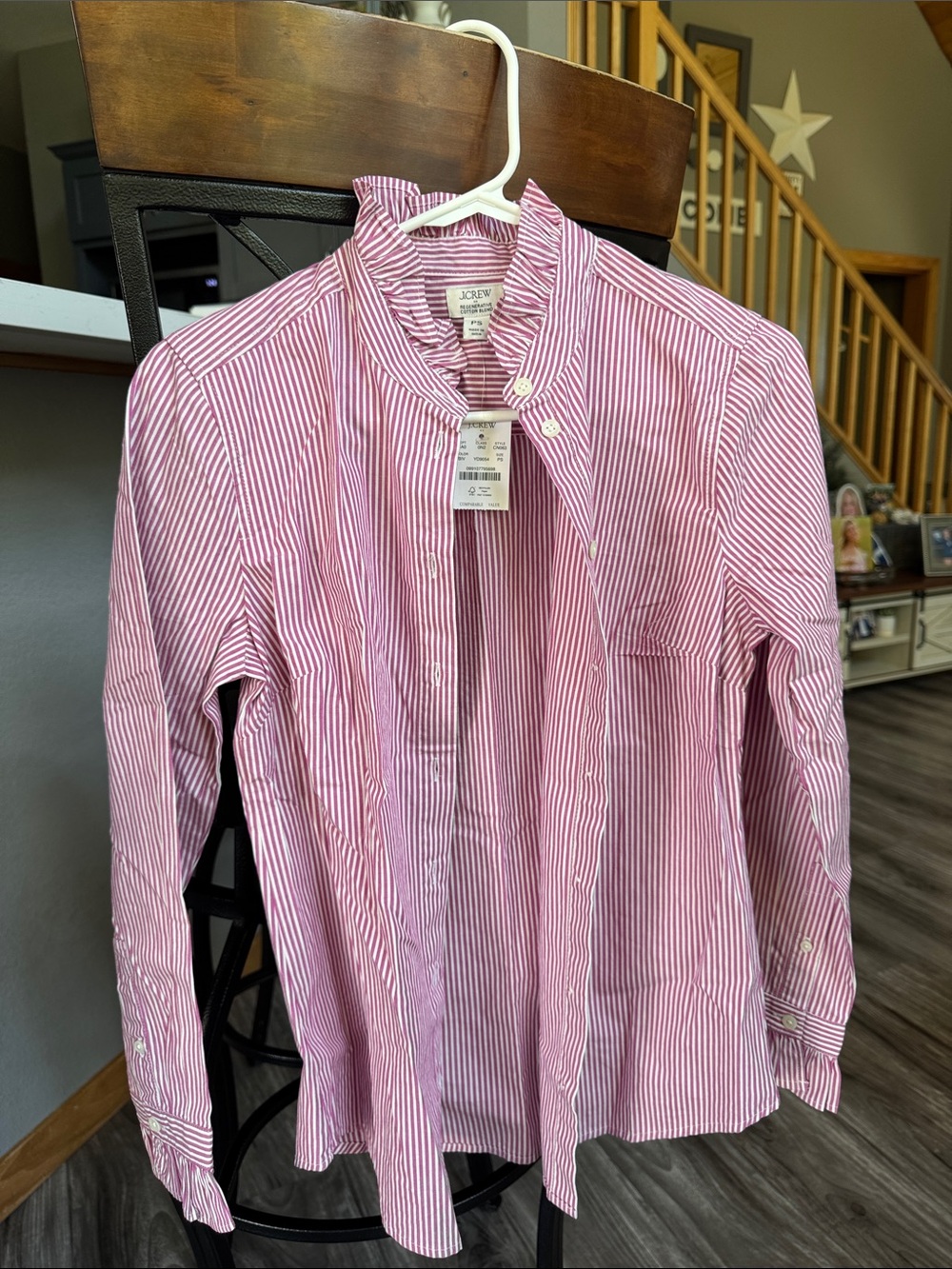J. Crew woman’s Pink Stripe Button-Up Shirt